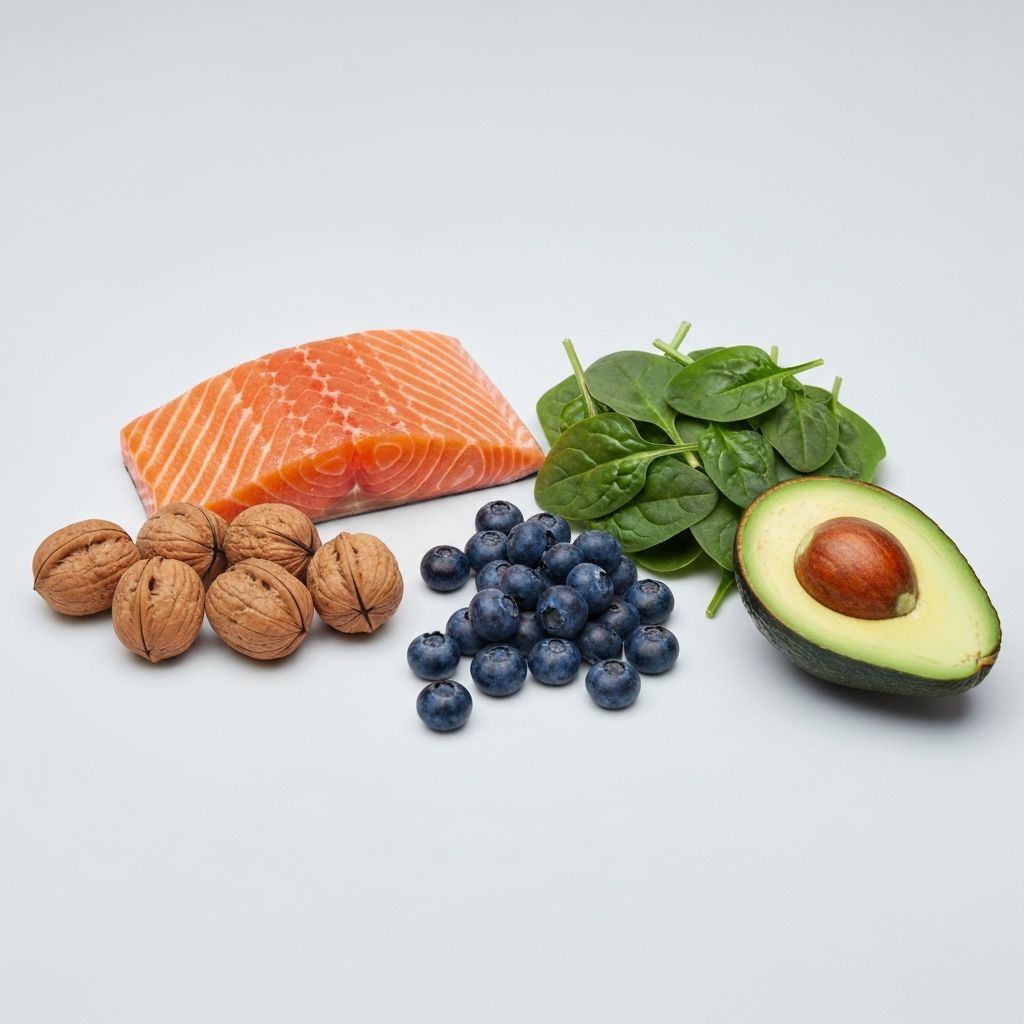 Diverse natural foods representing nutritional variety